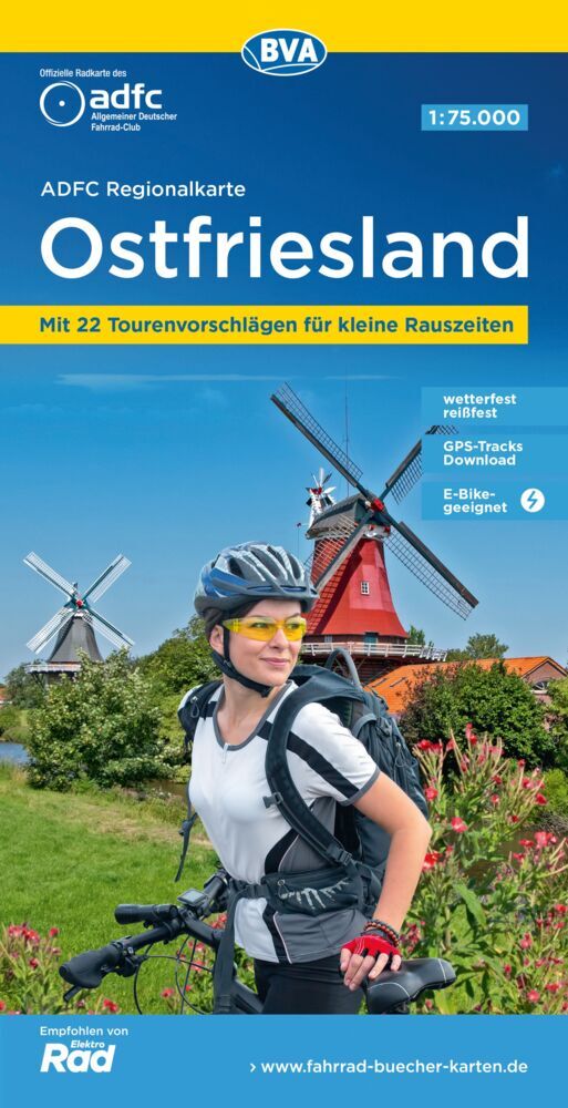 ADFC-Regionalkarte Ostfriesland, 1:75.000, mit Tagestourenvorschlägen, reiß- und wetterfest, E-Bike-geeignet, GPS-Tracks-Download (Allgemeiner Deutscher Fahrrad-Club E.V. (Adfc))