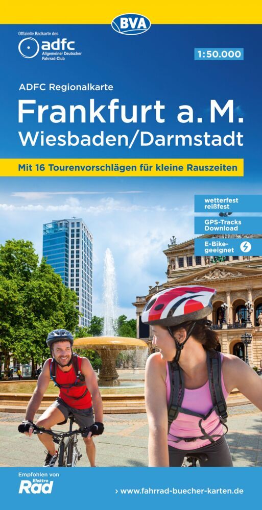 ADFC-Regionalkarte Frankfurt a. M. Wiesbaden /Darmstadt, 1:50.000, mit Tagestourenvorschlägen, reiß- und wetterfest, E-Bike-geeignet, GPS-Tracks-Download (Allgemeiner Deutscher Fahrrad-Club E.V. (Adfc))