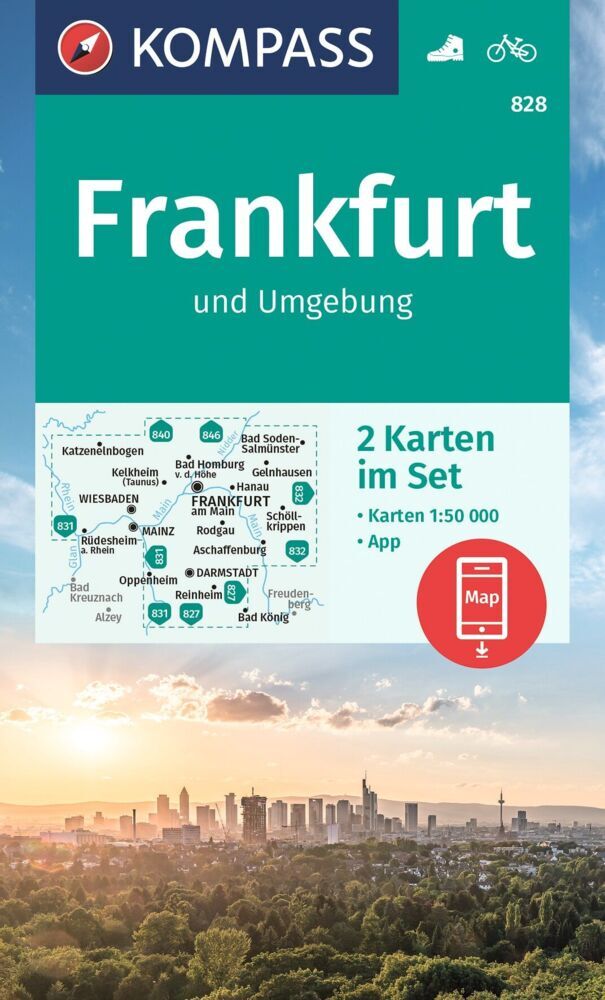 KOMPASS Wanderkarten-Set 828 Frankfurt u.Umgebung (2 Karten) 1:50.000