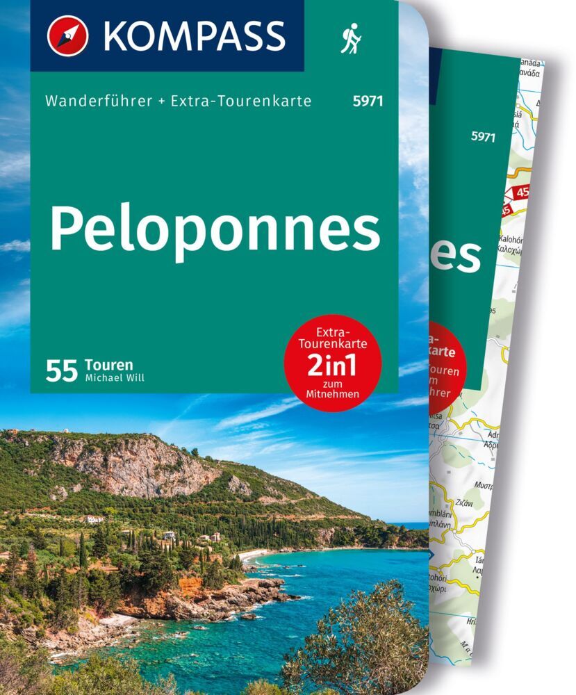 KOMPASS Wanderführer Peloponnes, 55 Touren mit Extra-Tourenkarte (Michael Will)