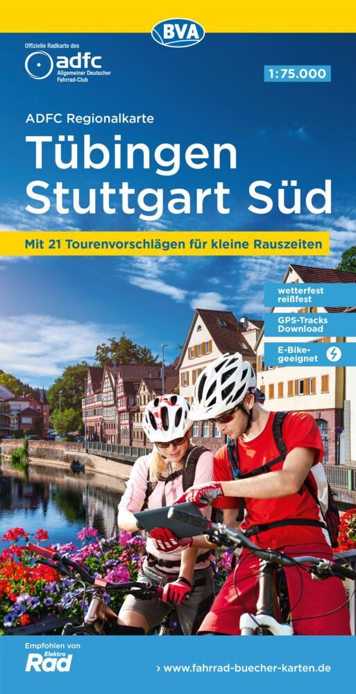 ADFC-Regionalkarte Tübingen - Stuttgart Süd, 1:75.000, reiß- und wetterfest, mit kostenlosem GPS-Download der Touren via BVA-website oder Karten-App (Allgemeiner Deutscher Fahrrad-Club E.V. (Adfc))