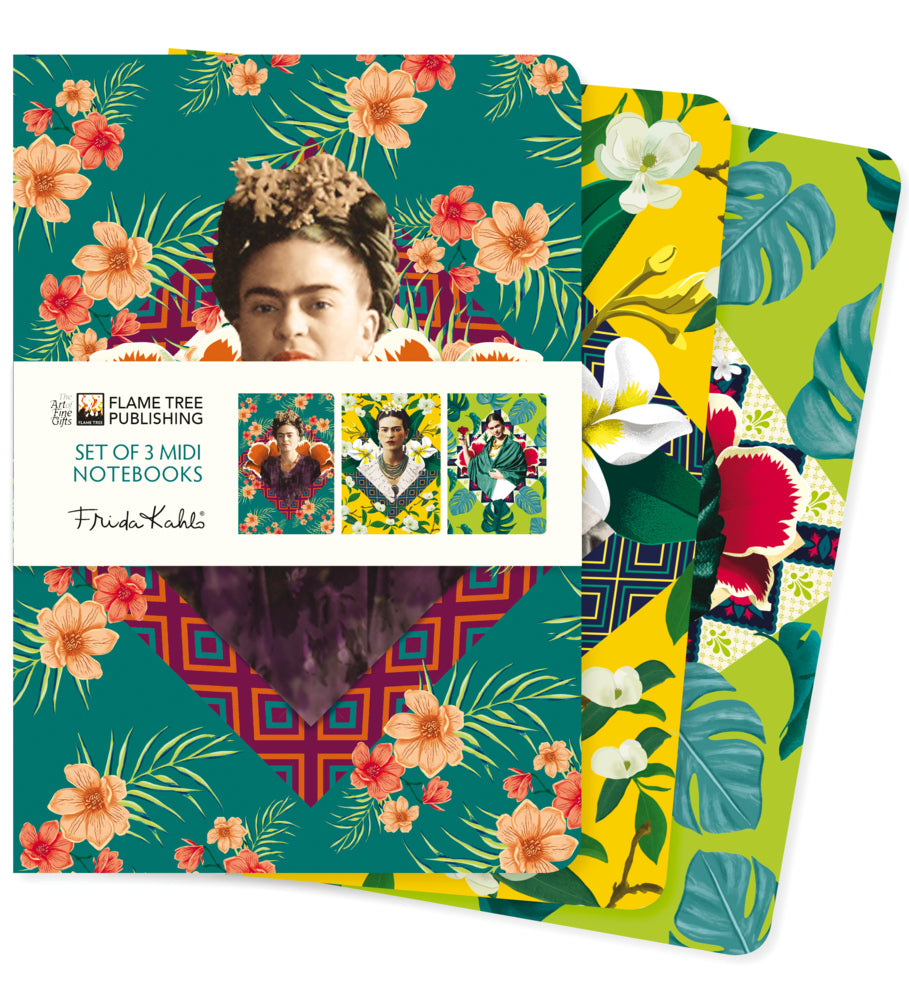 Dreier Set Mittelformat-Notizbücher: Frida Kahlo (Flame Tree Publishing)