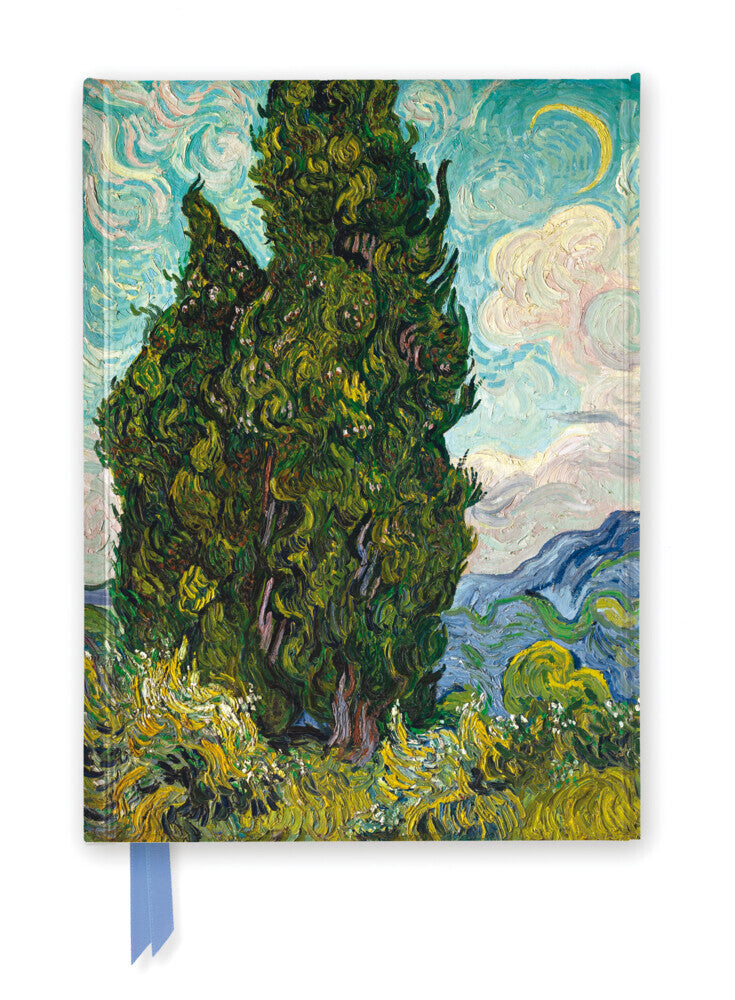 Premium Notizbuch DIN A5: Vincent van Gogh, Weizenfeld mit Zypressen (Flame Tree Publishing)