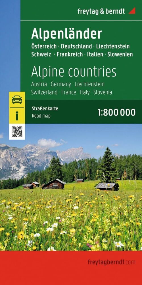 freytag & berndt Straßenkarte Alpenländer, Österreich - Deutschland - Schweiz - Frankreich - Italien - Slowenien 1:800.000