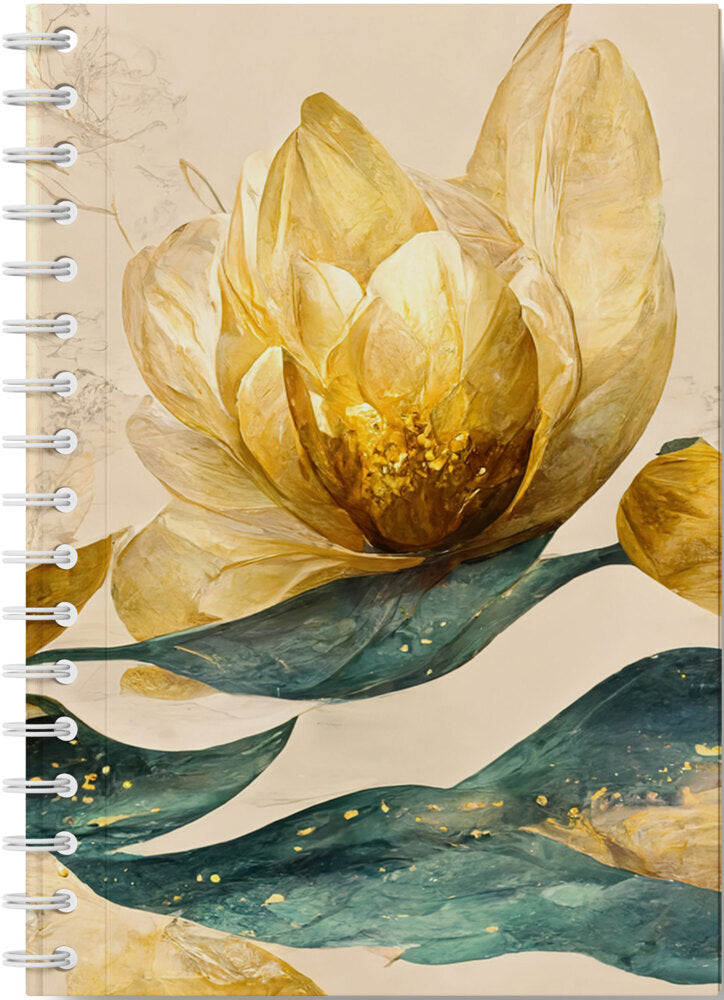 Eleganz der Natur - Premium Spiral-Notizbuch A5 Soft-Touch liniert, verzaubert durch goldenen Blütencharme (Easyoriginal Verlag)