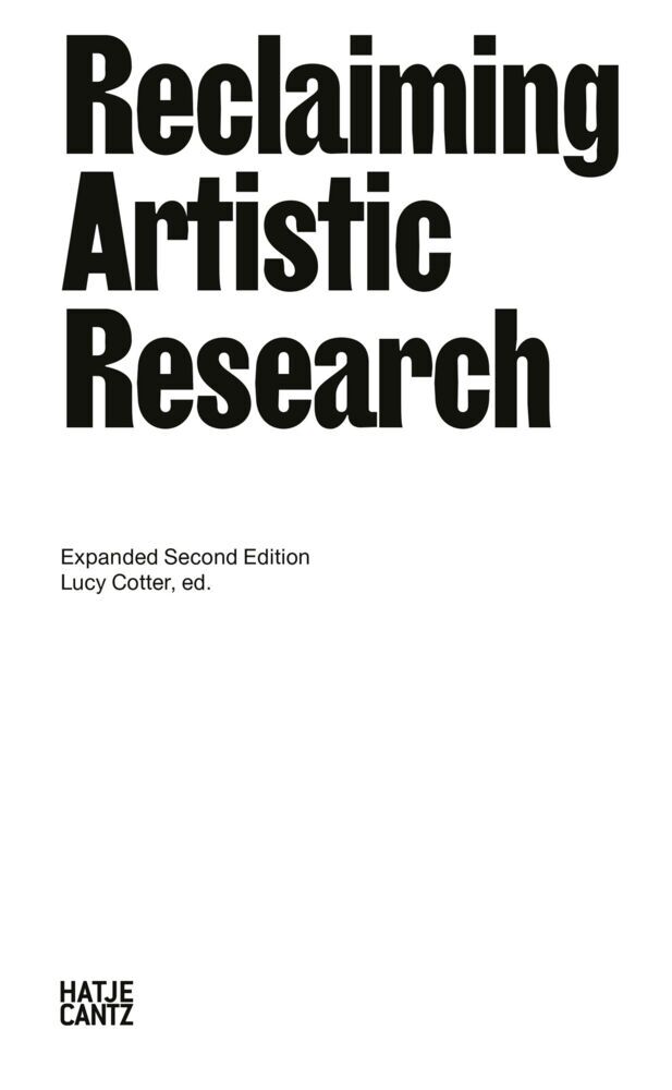Reclaiming Artistic Research (Lucy Cotter)