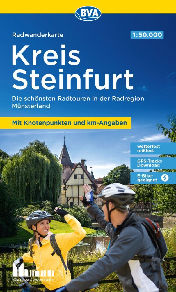 BVA Radwanderkarte Kreis Steinfurt 1:50.000, mit Knotenpunkten und km-Angaben, reiß- und wetterfest, GPS-Tracks Download, E-Bike geeignet (Bva Bikemedia Gmbh)