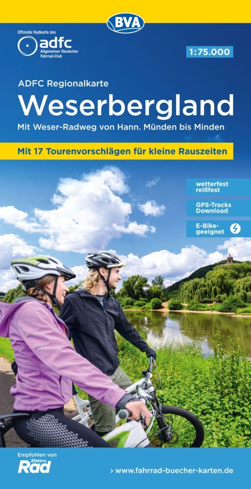 ADFC-Regionalkarte Weserbergland, 1:75.000, mit Tagestourenvorschlägen, reiß- und wetterfest, E-Bike-geeignet, GPS-Tracks Download (Allgemeiner Deutscher Fahrrad-Club E.V. (Adfc))