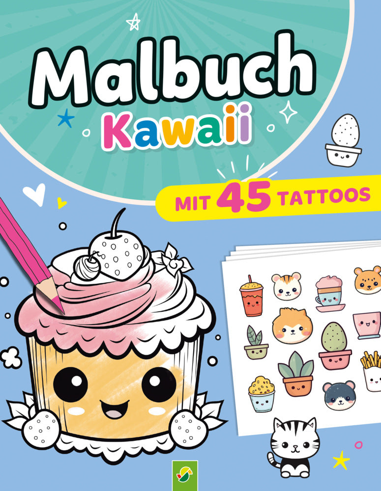 Malbuch Kawaii mit 45 Tattoos (Schwager & Steinlein Verlag)