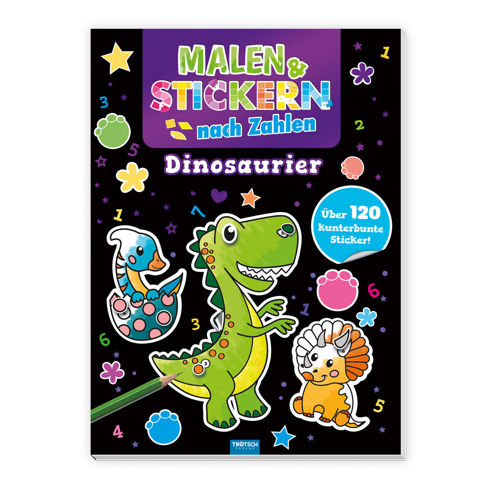 Trötsch Beschäftigungsbuch Malbuch Malen und Stickern nach Zahlen Dinosaurier (Trötsch Verlag Gmbh &Amp)