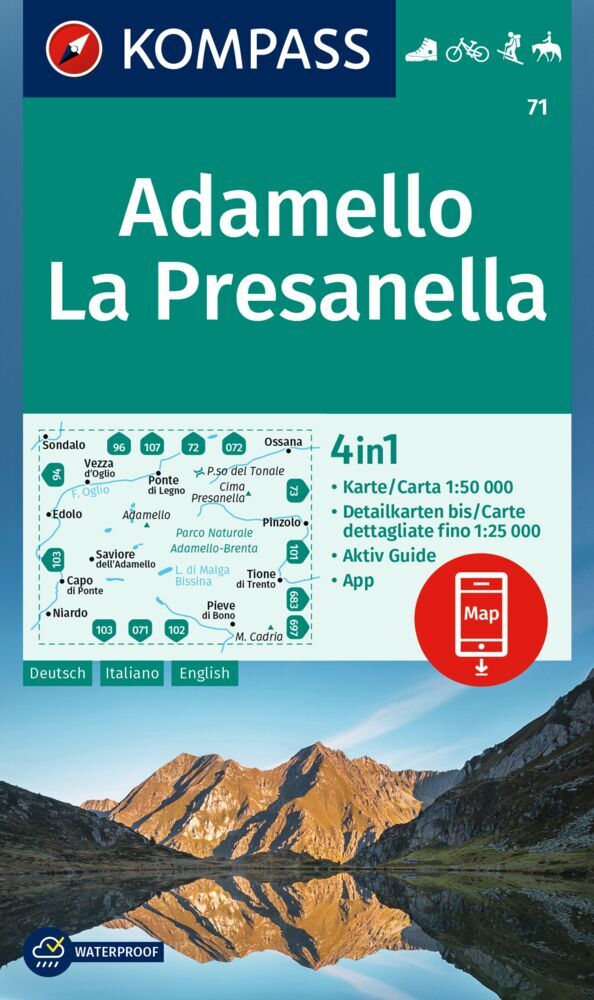 KOMPASS Wanderkarte 71 Adamello, La Presanella 1:50.000
