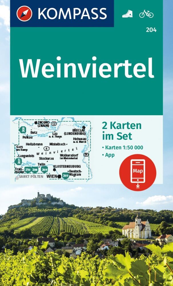 KOMPASS Wanderkarten-Set 204 Weinviertel (2 Karten) 1:50.000