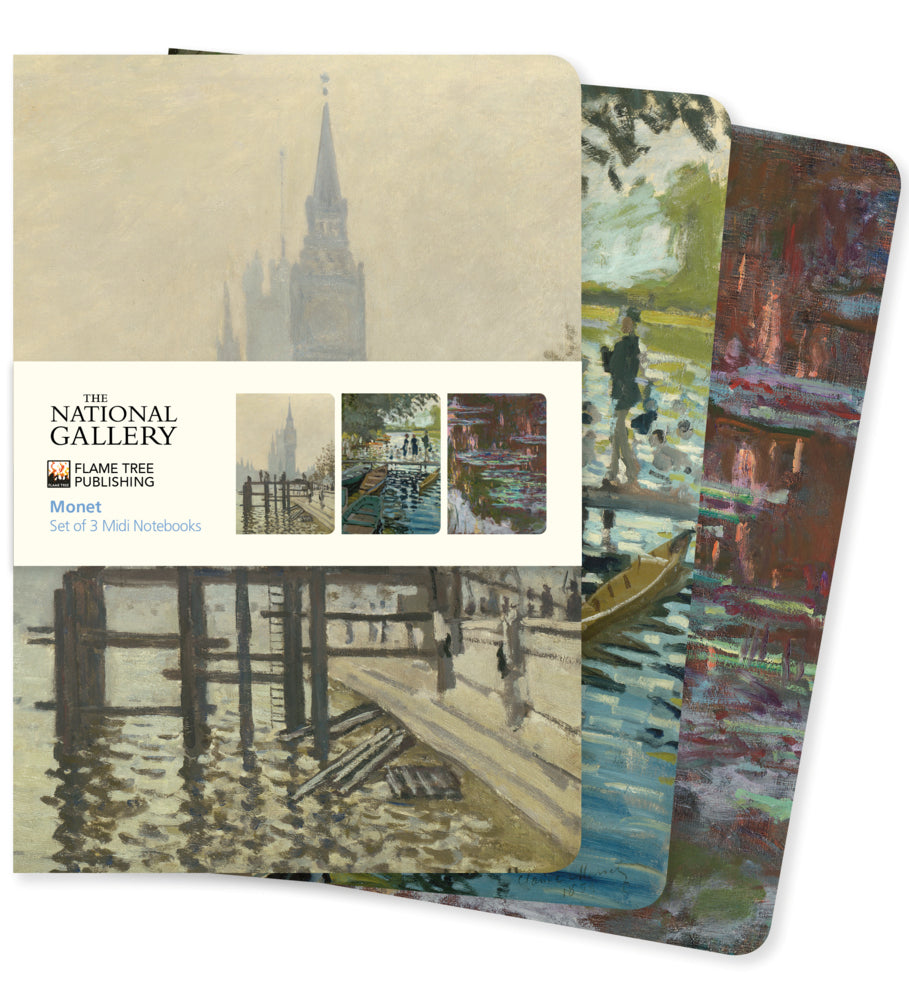 Dreier Set Mittelformat-Notizbücher: Claude Monet (Flame Tree Publishing)