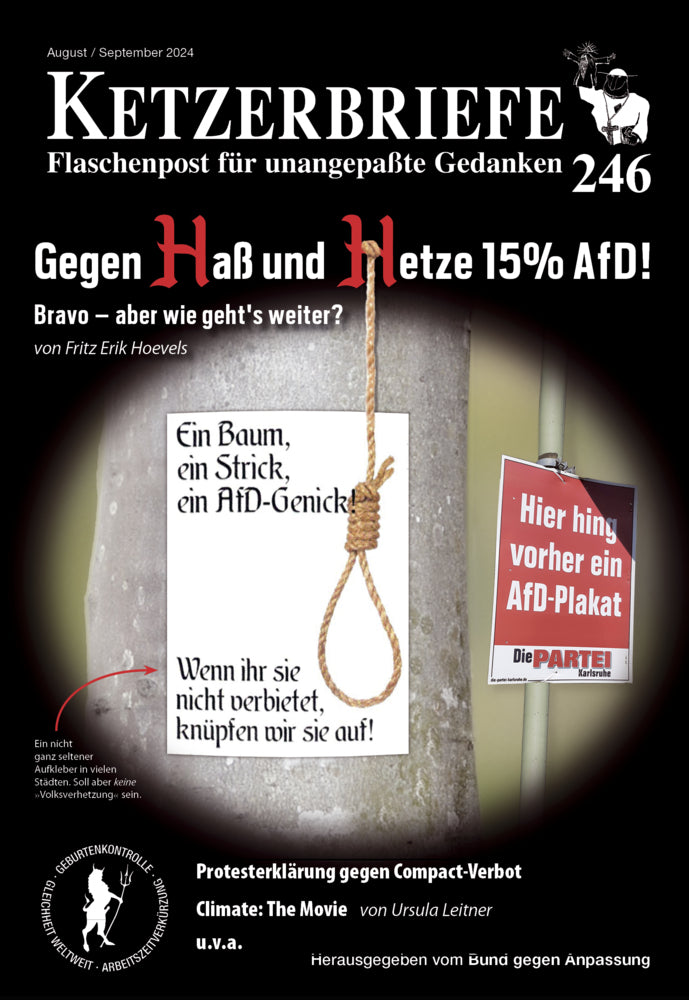 Gegen Haß und Hetze 15% AfD! Bravo - aber wie geht´s weiter? (Fritz Erik Hoevels)