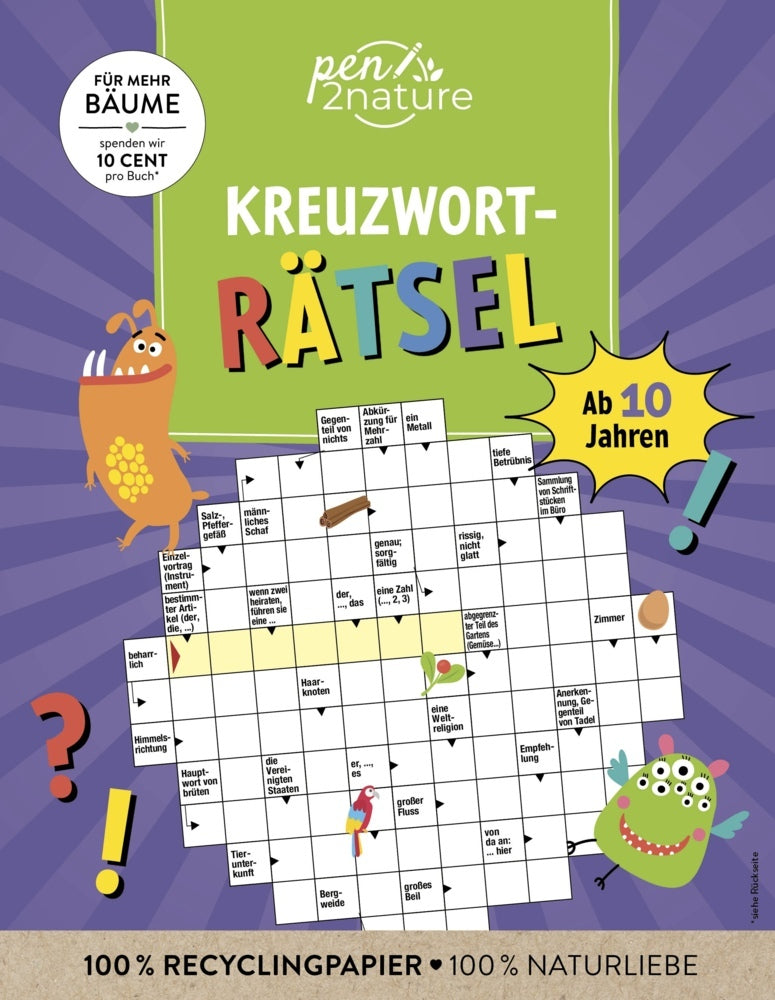 Kreuzworträtsel ab 10 Jahren. Rätselbuch für Kinder (Pen2Nature)