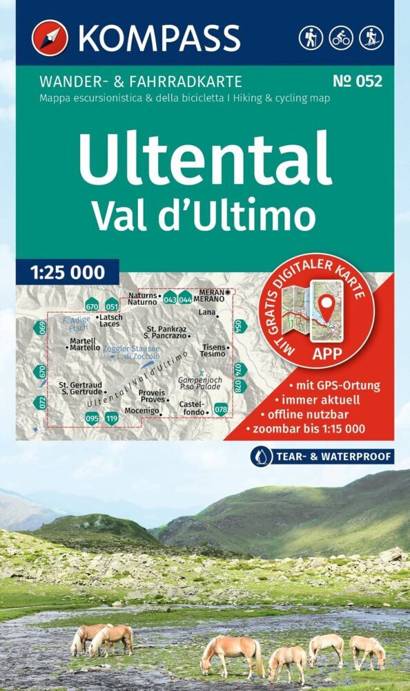 KOMPASS Wanderkarte 052 Ultental / Val d'Ultimo 1:25.000