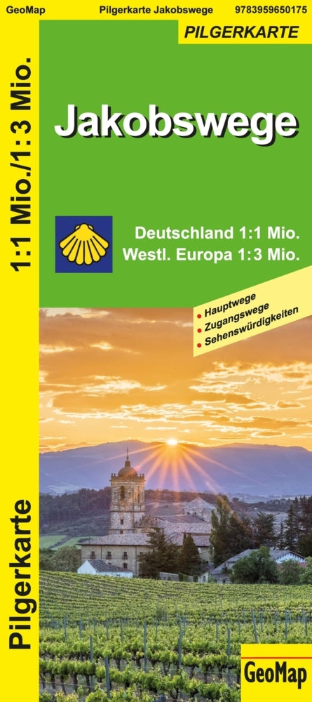 Jakobswege Deutschland und westliches Europa (Geomap)