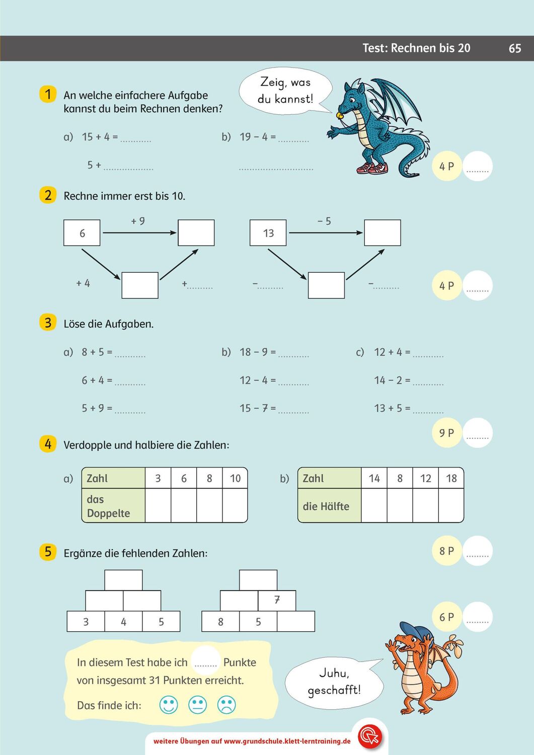 Klett Team Drachenstark: Das grosse Trainingsbuch Mathe 1. Klasse
