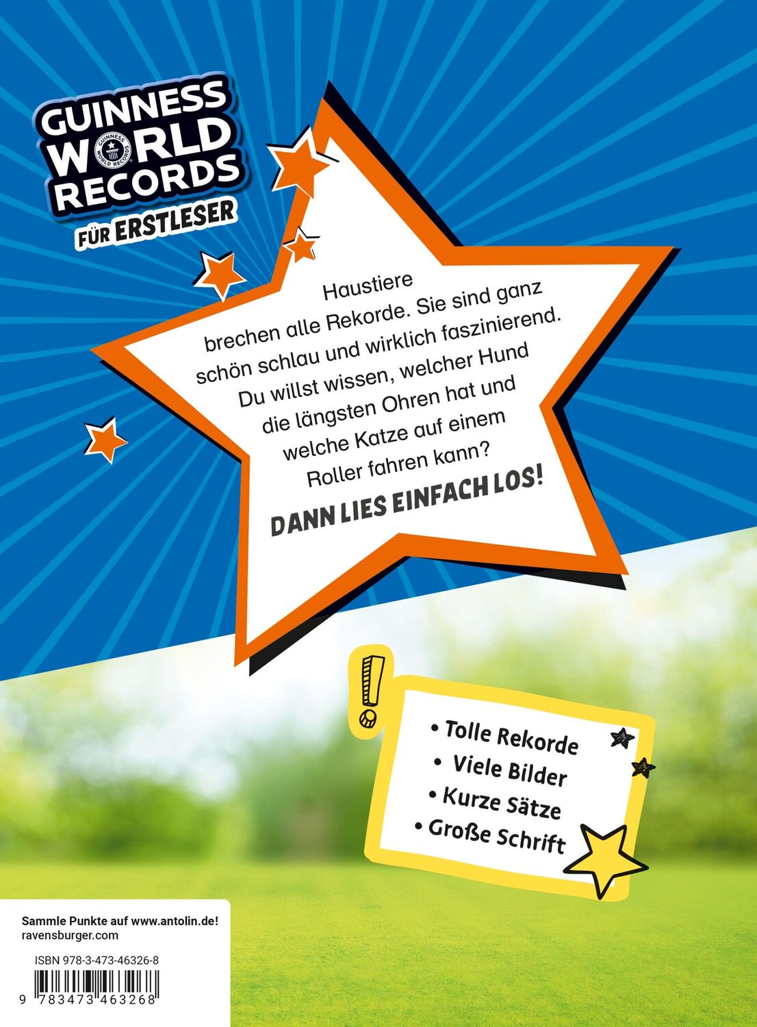 Ravensburger Guinness World Records für Erstleser - Haustiere (Rekordebuch zum Lesenlernen) (Deutsch, 2024)