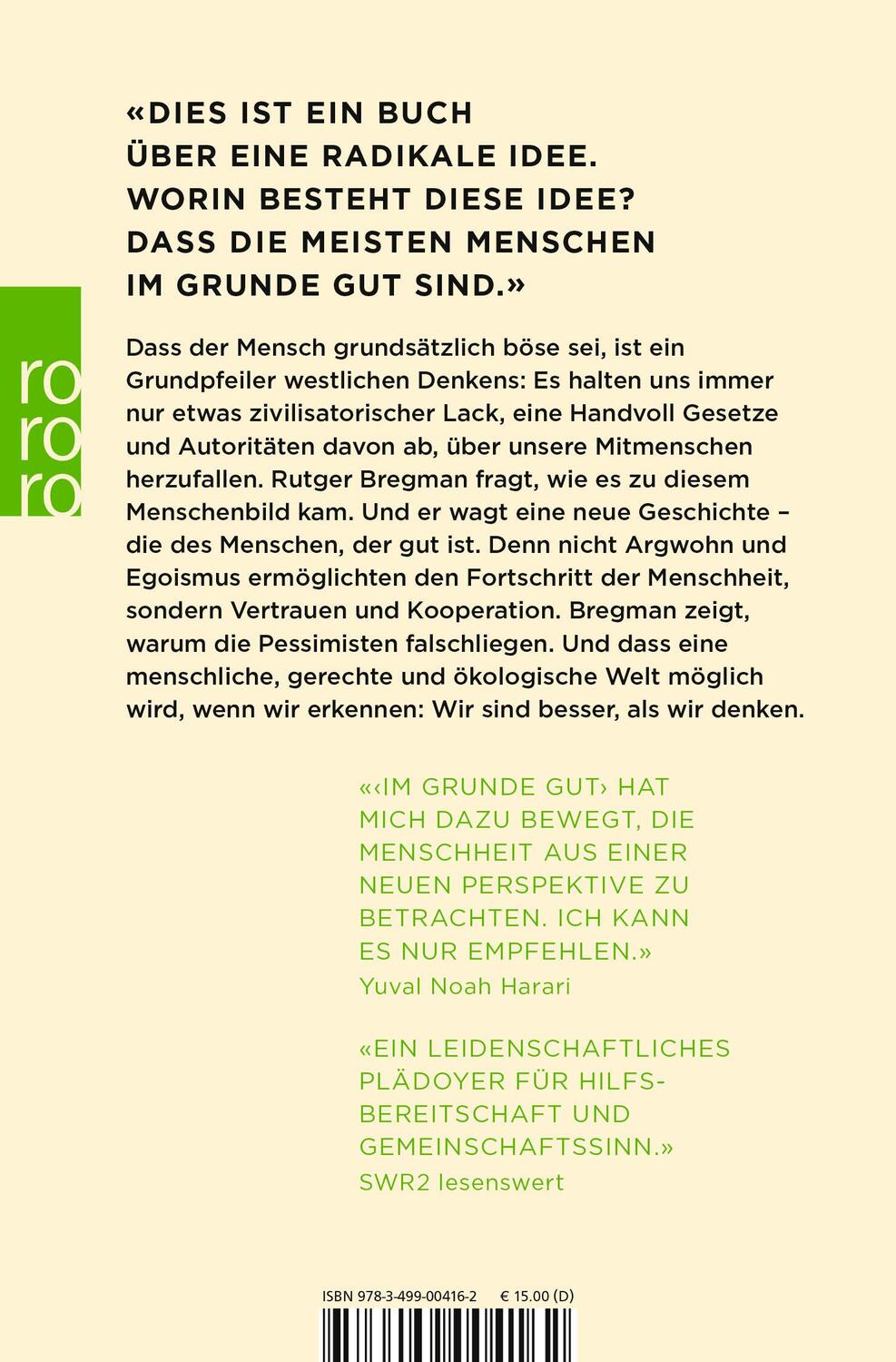 rororo Im Grunde gut (Deutsch, 2021, Rutger Bregman)
