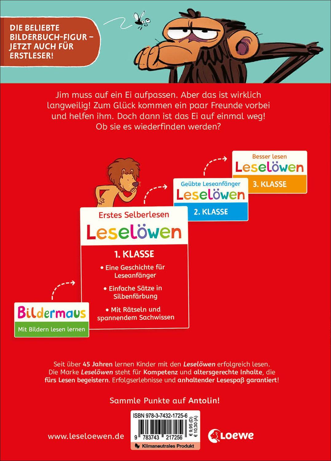 Loewe Leselöwen 1. Klasse - Jim ist mies drauf - Jim brütet etwas aus! (Deutsch, 2024, Suzanne Lang, Max Lang, Pia Jüngert)