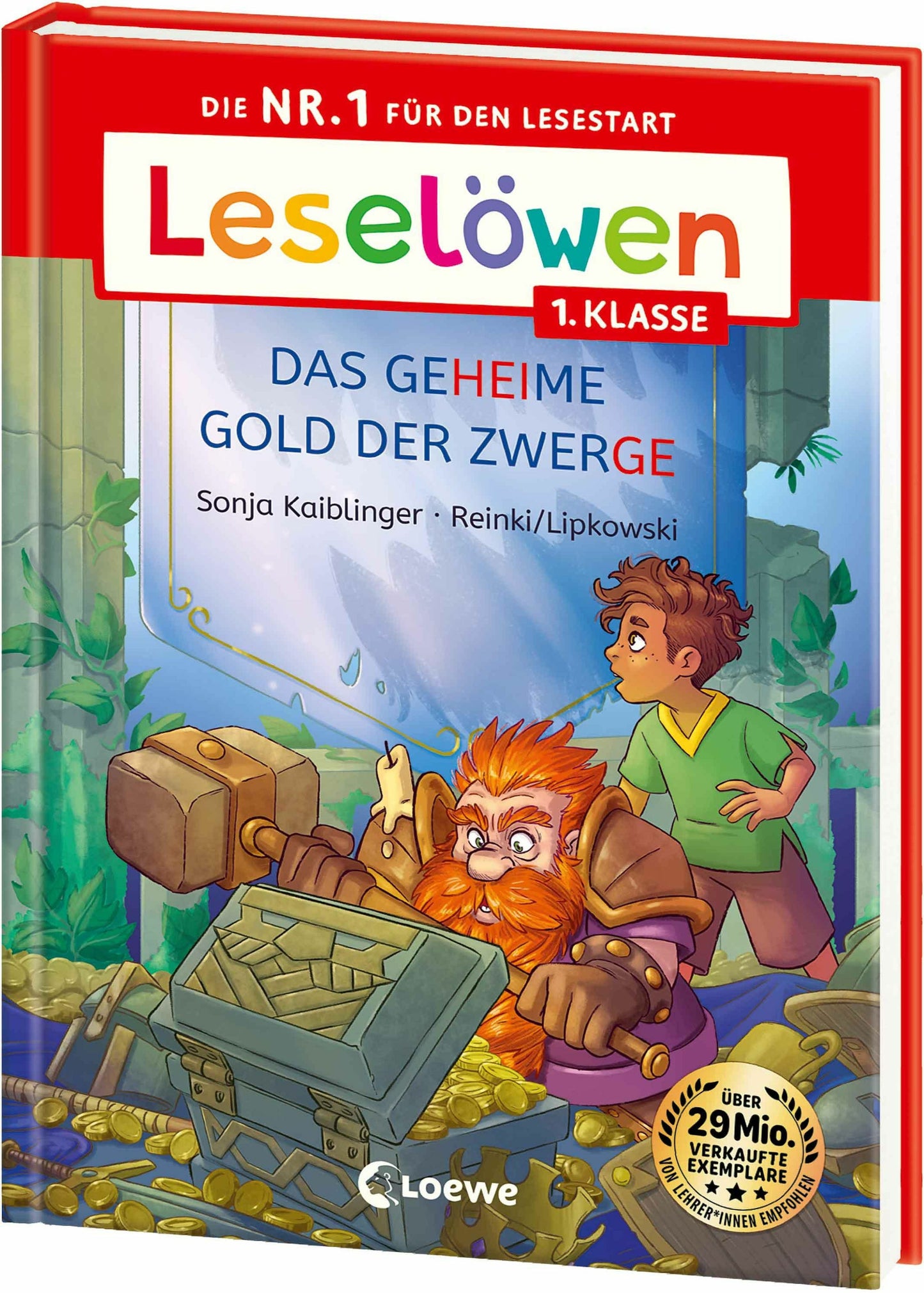 Loewe Leselöwen 1. Klasse - Das geheime Gold der Zwerge (Großbuchstabenausgabe) (Deutsch, 2024, Loewe Erstlesebücher, Kaja Reinki, Ron Lipkowski, Sonja Kaiblinger)