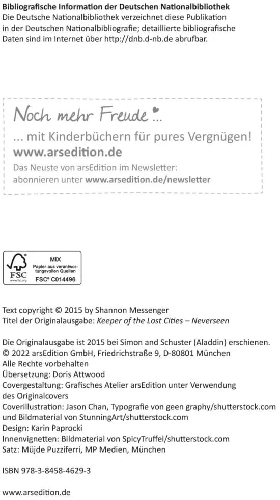 Ars Edition Keeper of the Lost Cities - Der Verrat (Keeper of the Lost Cities 4) (Deutsch, 2022, Shannon Messenger, Doris Attwood)