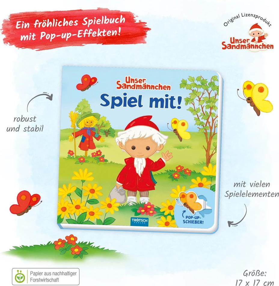 Trötsch Unser Sandmännchen Spiel mit Pappenbuch mit Pop-up-Schiebern