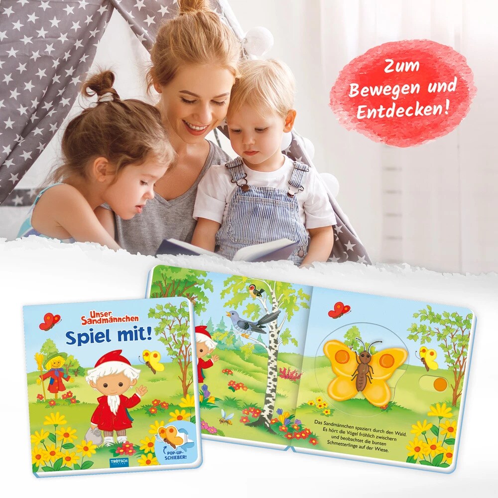 Trötsch Unser Sandmännchen Spiel mit Pappenbuch mit Pop-up-Schiebern