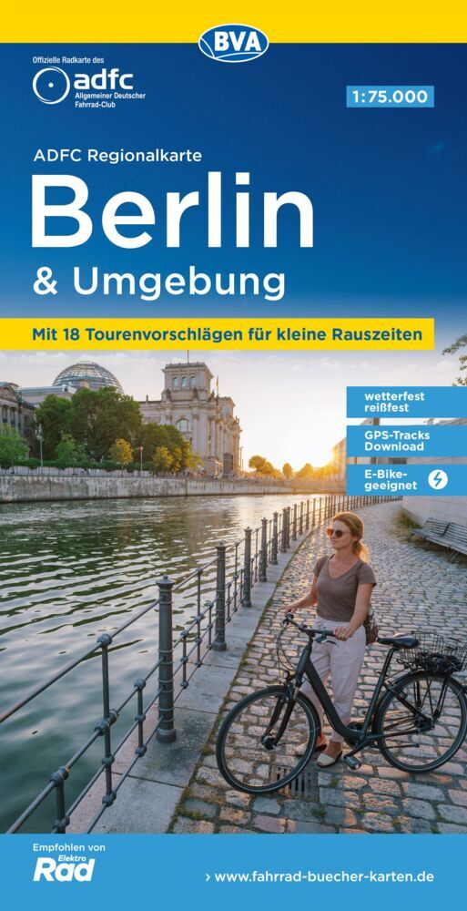 ADFC-Regionalkarte Berlin und Umgebung, 1:75.000, mit Tagestourenvorschlägen, reiß- und wetterfest, E-Bike-geeignet, mit Knotenpunkten, GPS-Tracks Download (Allgemeiner Deutscher Fahrrad-Club E.V. (Adfc))