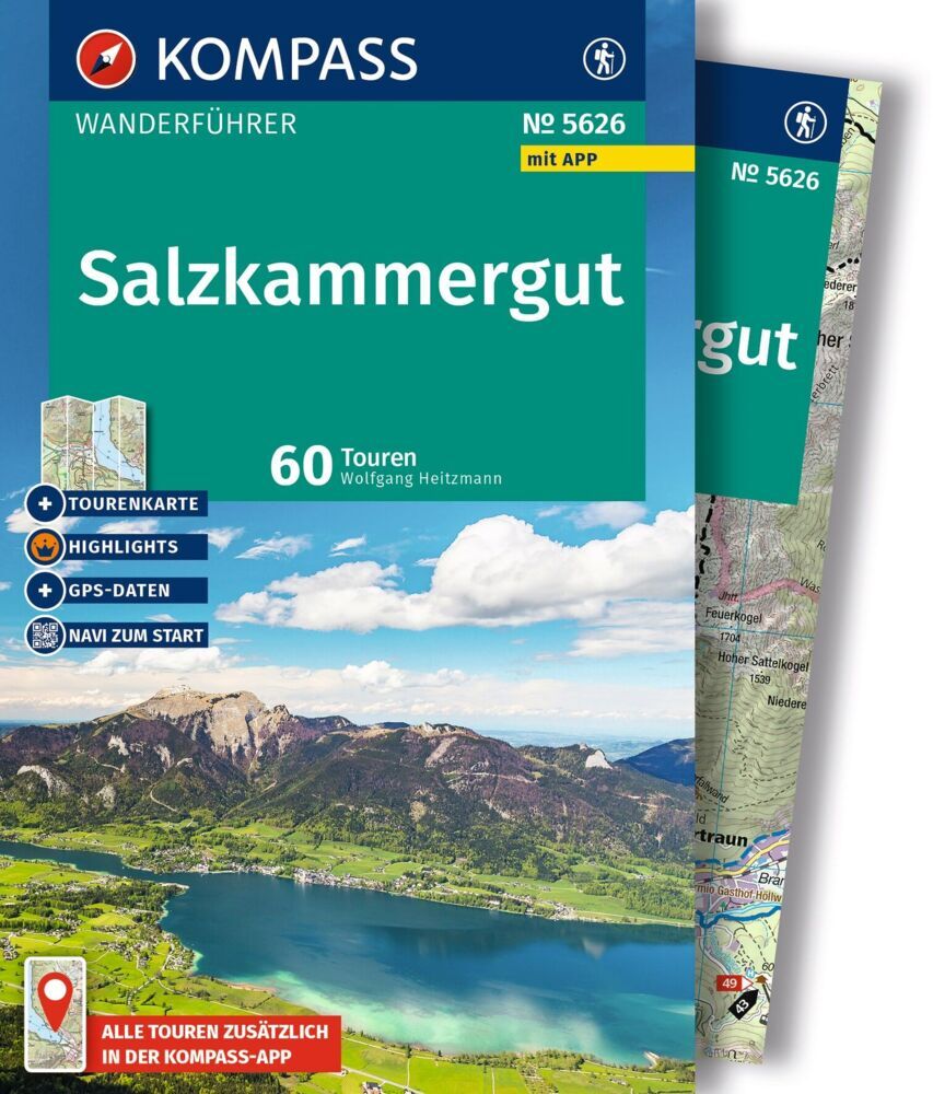 KOMPASS Wanderführer Salzkammergut, 60 Touren mit Extra-Tourenkarte (Wolfgang Heitzmann)