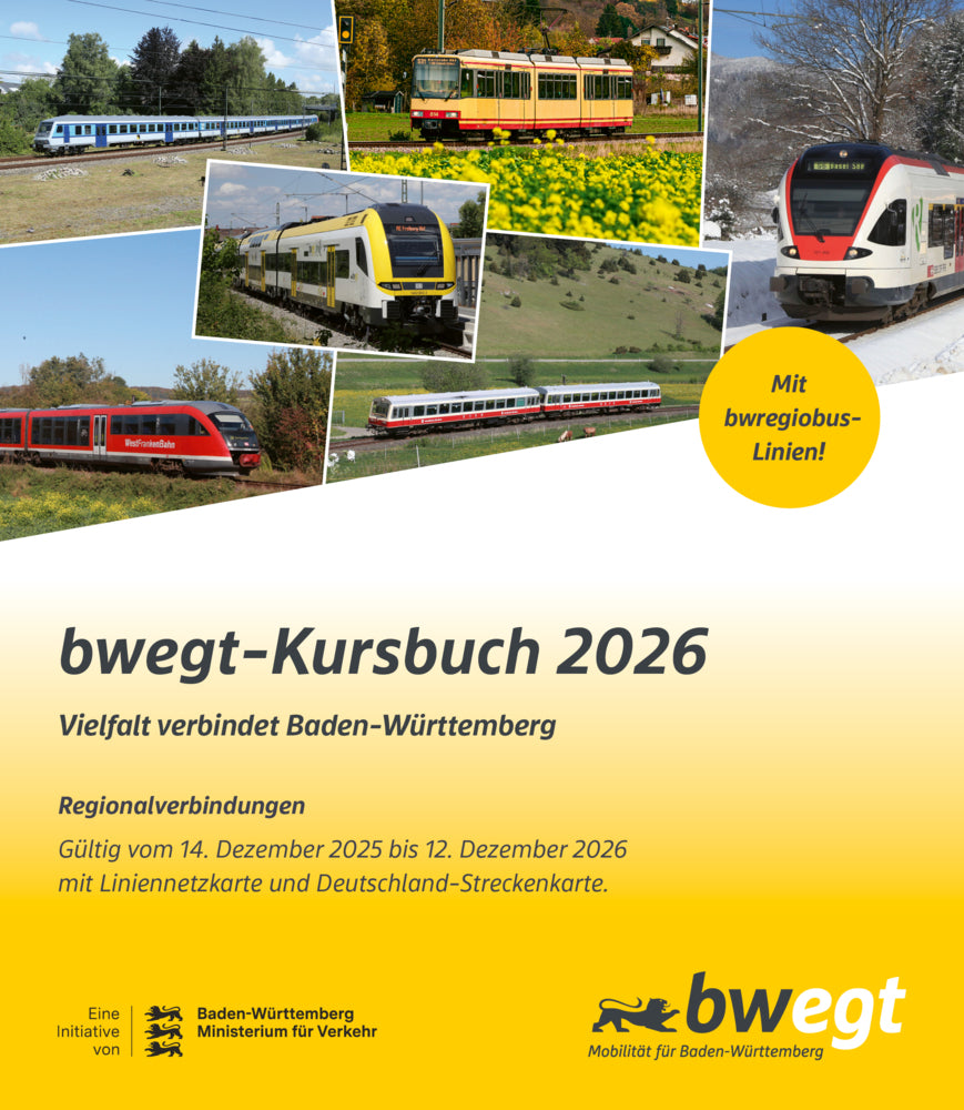 bwegt-Kursbuch Baden-Württemberg 2026, m. 1 Karte (Nahverkehrsgesellschaft Baden-Württemberg)