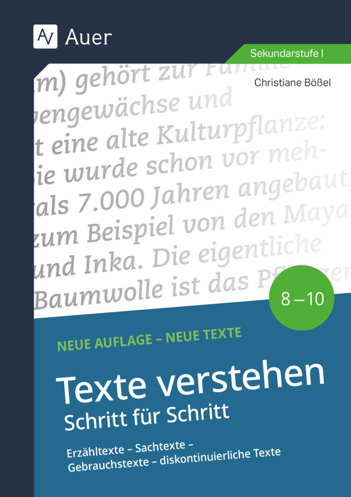 Texte verstehen - Schritt für Schritt Klasse 8-10 (Christiane Bößel)