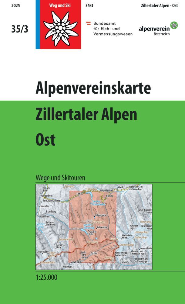 Alpenvereinskarte Zillertaler Alpen - Ost (Österreichischer Alpenverein)