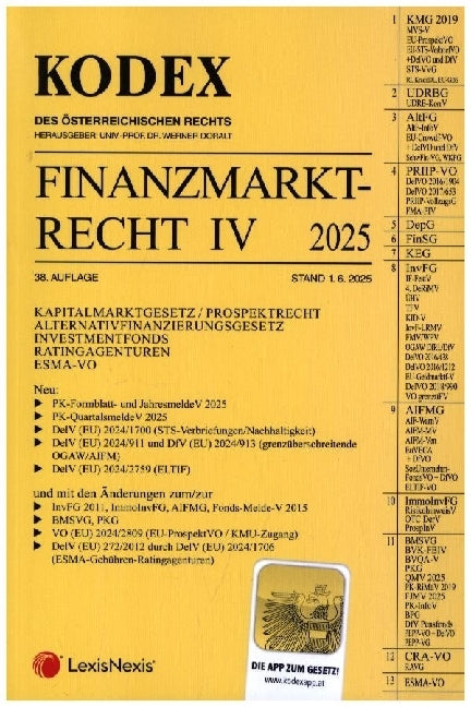 KODEX Finanzmarktrecht Band IV 2025 (Werner Doralt)