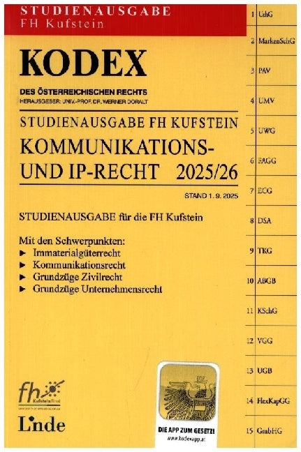 KODEX Studienausgabe Kommunikations- und IP-Recht - FH Kufstein (Meinhard Ciresa)