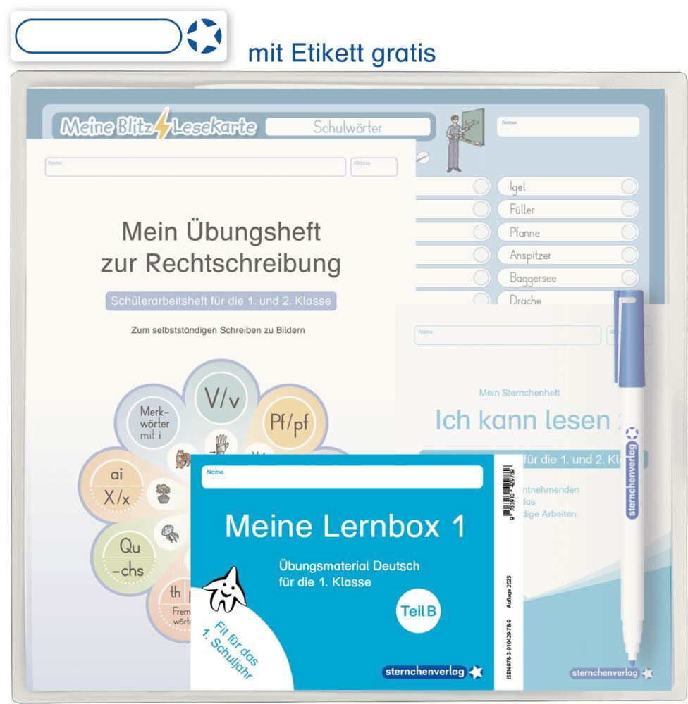 Meine Lernbox 1 - Teil B - Deutsch - Fit für das 1. Schuljahr (Sternchenverlag Gmbh)