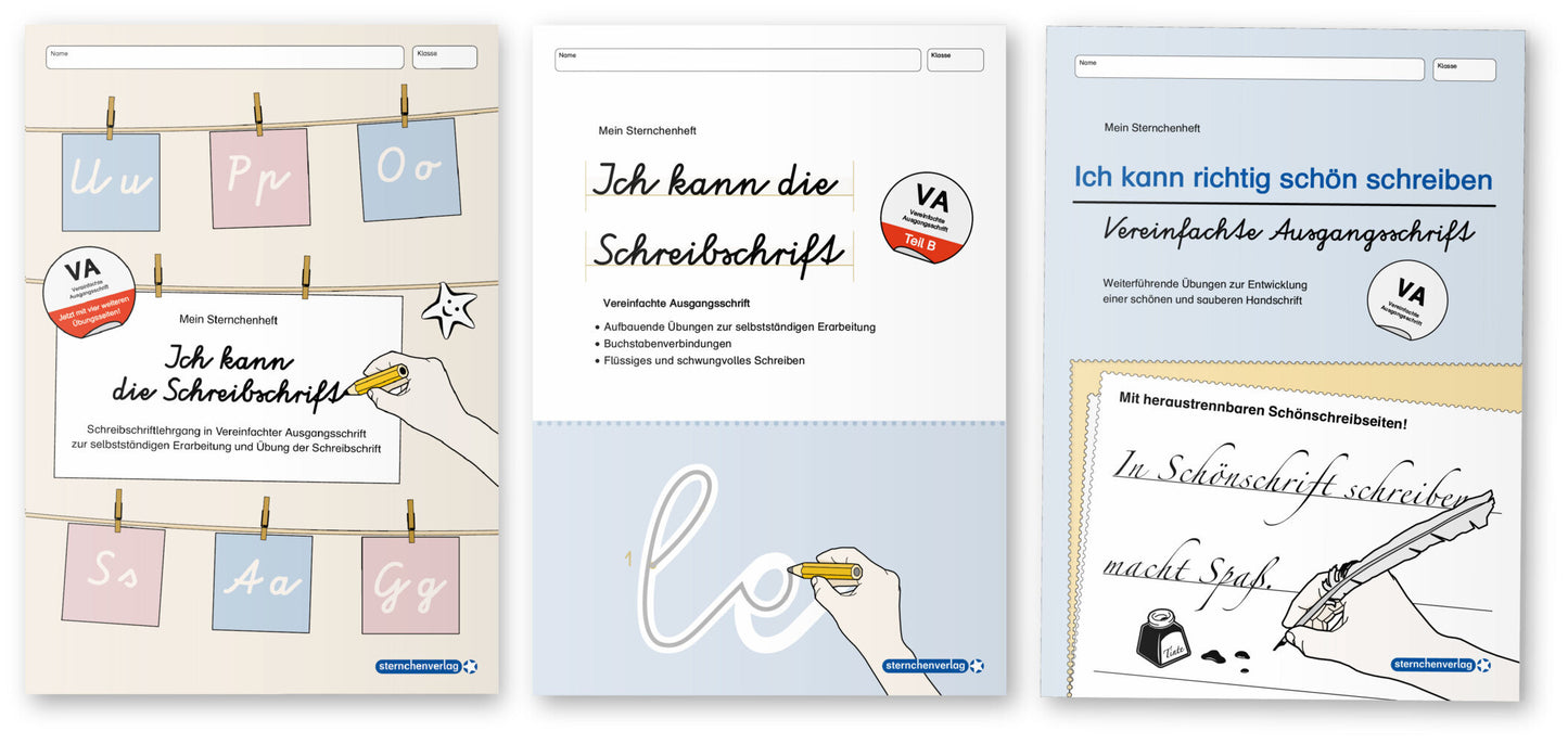 Ich kann die Schreibschrift + Übungsheft 1 und 2 - Vereinfachte Ausgangsschrift - 3 Hefte (Sternchenverlag Gmbh)