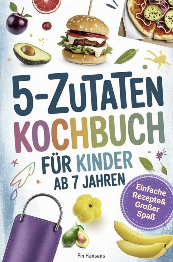 Kochbuch für Kinder ab 7 Jahren - Spielerisch Kochen lernen I 5 Zutaten: Einfache Rezepte & großer Spaß für kleine Köche I (Fin Hansens)