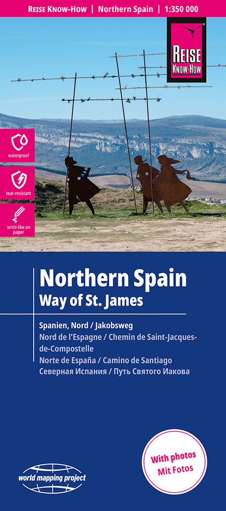 Reise Know-How Landkarte Nordspanien mit Jakobsweg | Northern Spain and Way of St. James (1:350.000)