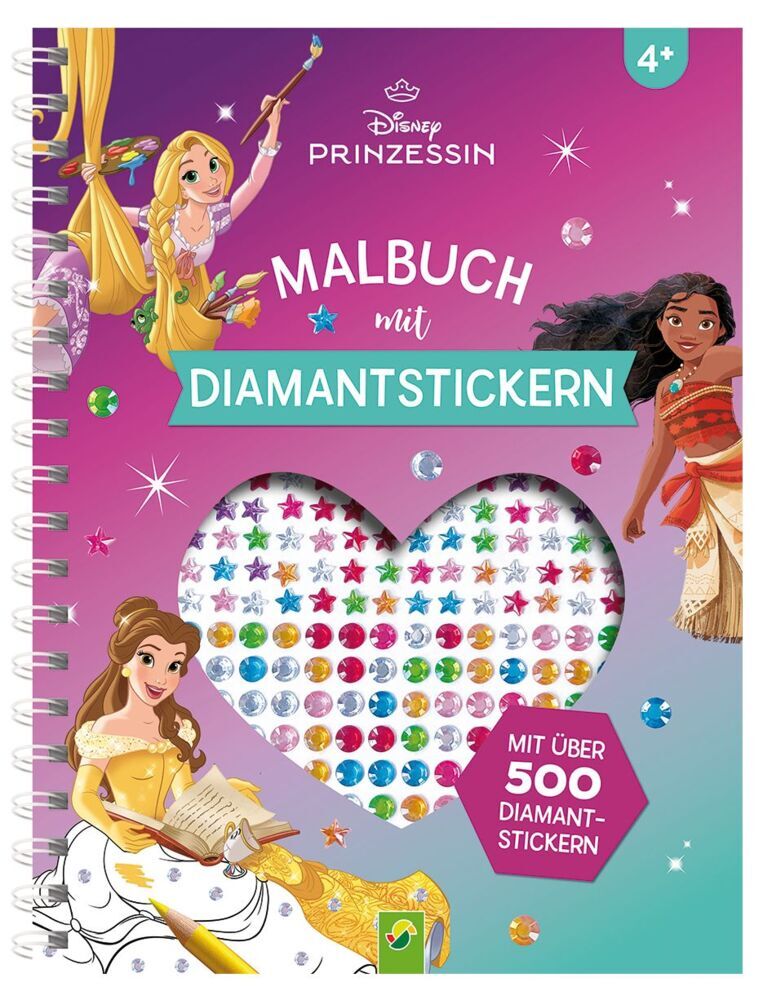 Disney Prinzessin Malbuch mit Diamantstickern | Malspaß mit über 500 funkelnden Glitzersteinen (Schwager & Steinlein Verlag)