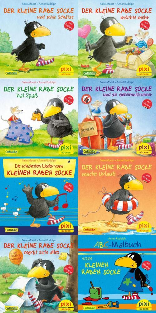 Pixi-8er-Set 193: Der kleine Rabe Socke mit Stickern (8x1 Exemplar), 8 Teile (Nele Moost)