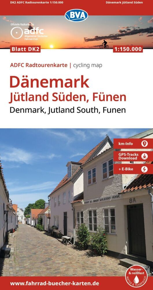 BVA ADFC Radtourenkarte Dänemark, Jütland Süden, Fünen/Denmark, Jutland South, Funen 1:150.000