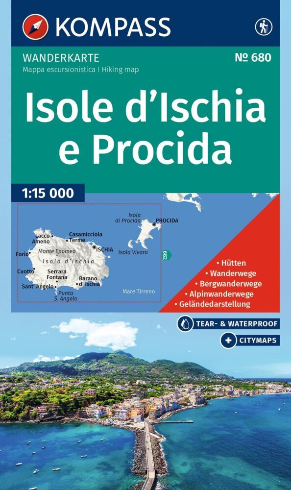 KOMPASS Wanderkarte 680 Isole d' Ischia e Procida 1:15.000