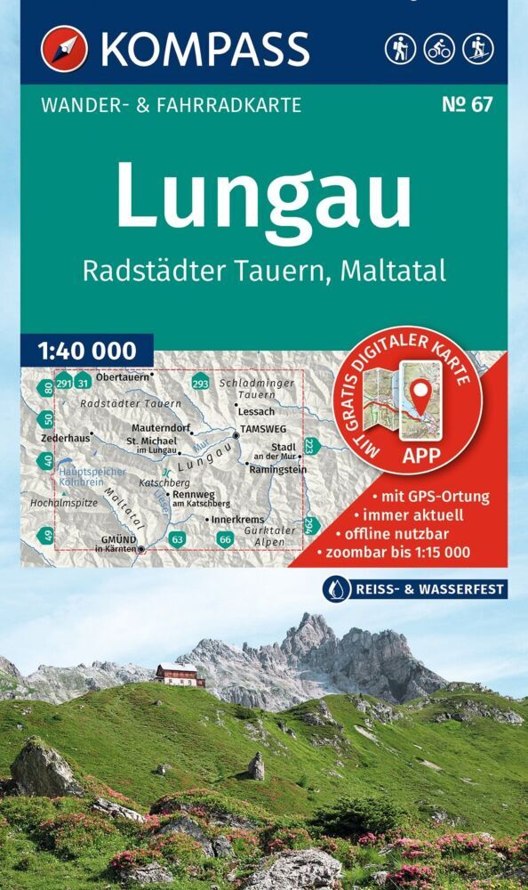 KOMPASS Wanderkarte 67 Lungau, Radstädter Tauern, Maltatal 1:40.000