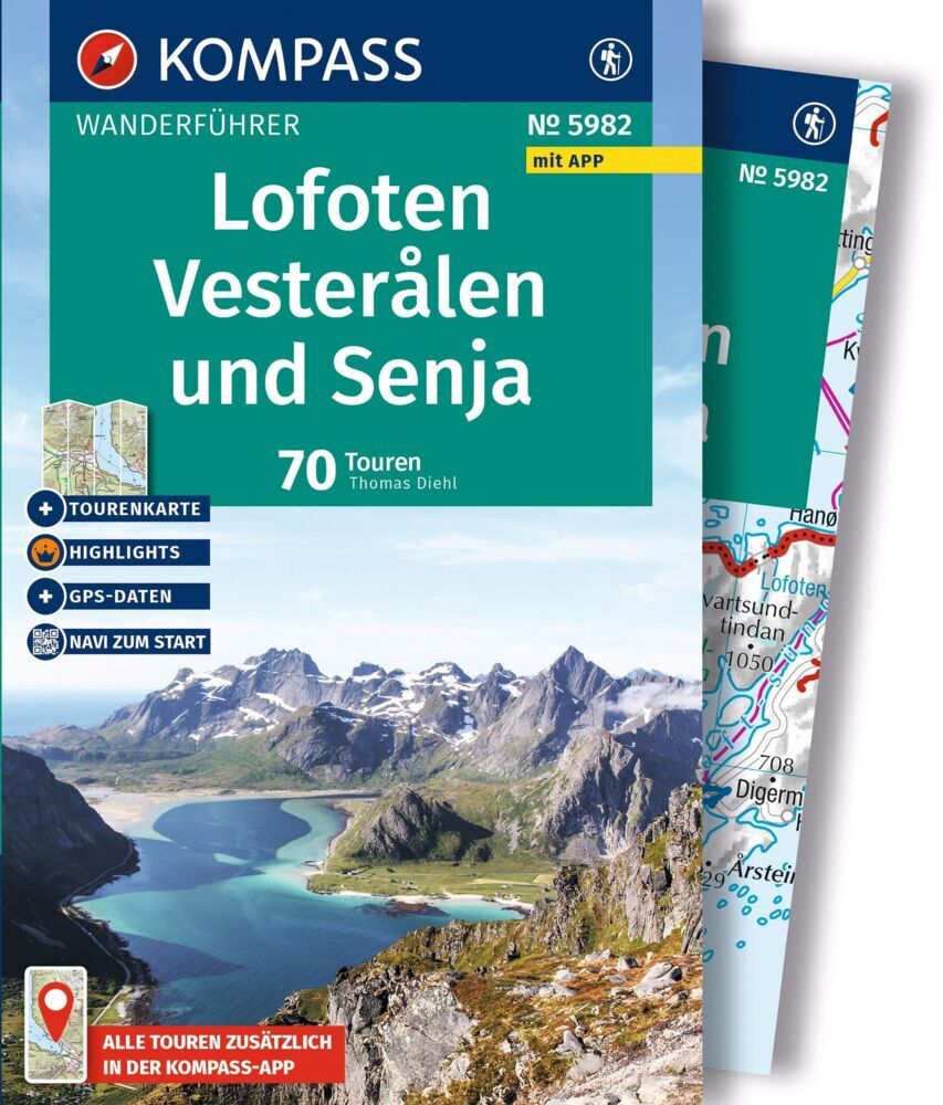KOMPASS Wanderführer Lofoten, Vesterålen und Senja, 70 Touren mit Extra-Tourenkarte (Thomas Diehl)