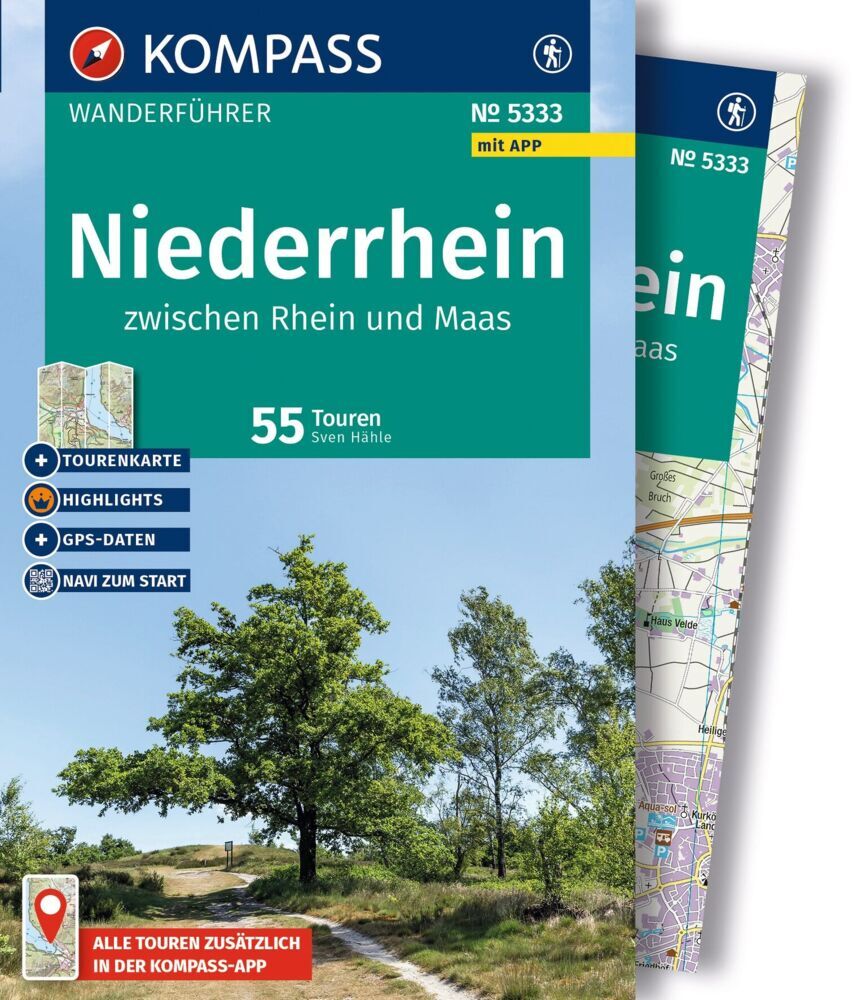 KOMPASS Wanderführer Niederrhein, zwischen Rhein und Maas, 55 Touren mit Extra-Tourenkarte (Sven Hähle)