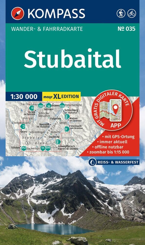 KOMPASS Wanderkarte 035 Stubaital 1:30.000