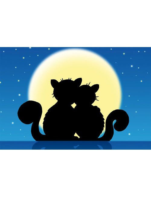 DK Blanco Katzen vor Mond