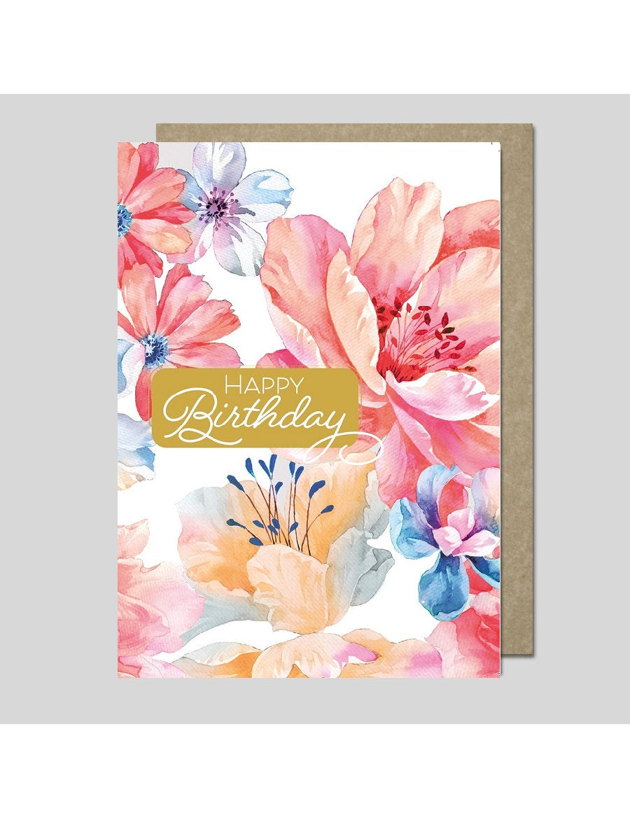 Doppelkarte. AQUARELLE / Happy Birthday